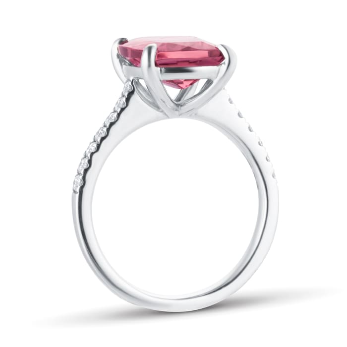 Goldsmiths Platinum Pink Tourmaline and 0.20cttw Diamond Ring