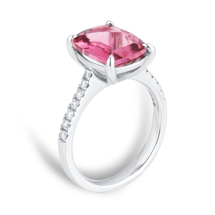 Goldsmiths Platinum Pink Tourmaline and 0.20cttw Diamond Ring