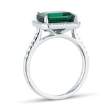 Goldsmiths Platinum Green Tourmaline and 0.25cttw Diamond Halo Ring