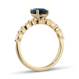 Best Luxury 
18ct Yellow Gold Oval Cut Blue Topaz Diamond Set Shoulder Ring