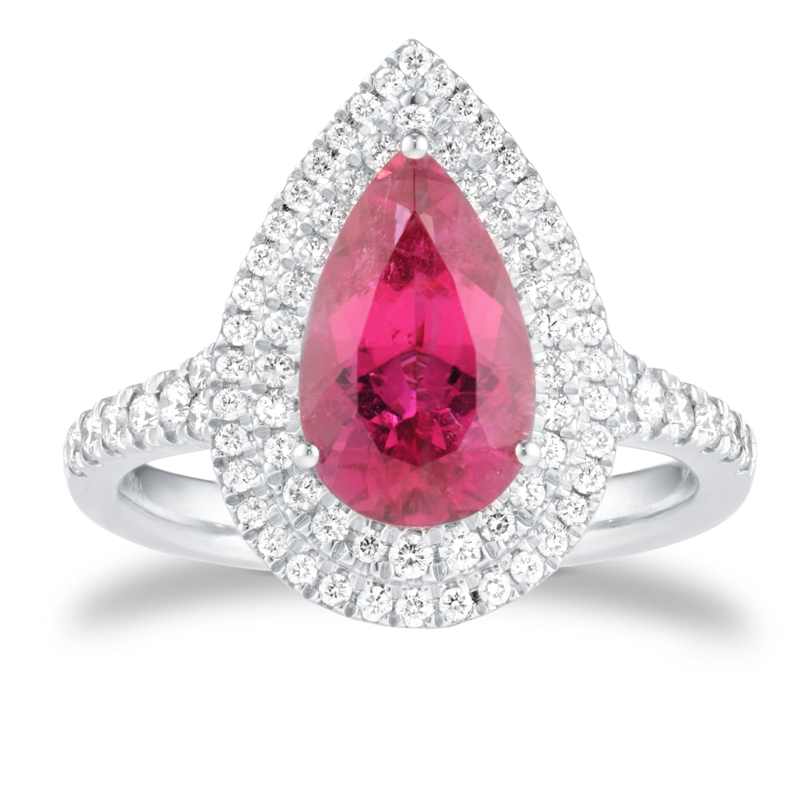 Mappin & Webb Platinum Pear Cut Pink Tourmaline & 0.48cttw Diamond Ring Mappin & Webb Platinum Pear Cut Pink Tourmaline & 0.48cttw Diamond Ring