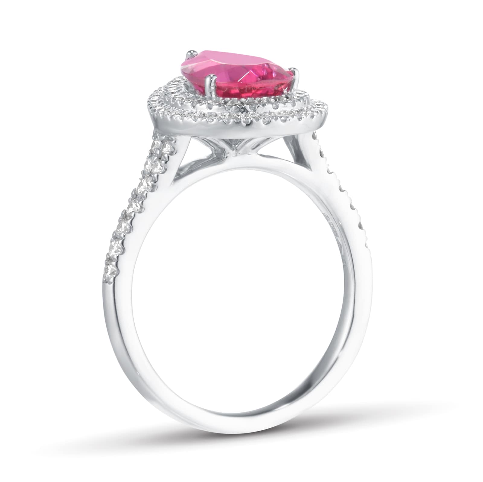 Mappin & Webb Platinum Pear Cut Pink Tourmaline & 0.48cttw Diamond Ring Mappin & Webb Platinum Pear Cut Pink Tourmaline & 0.48cttw Diamond Ring