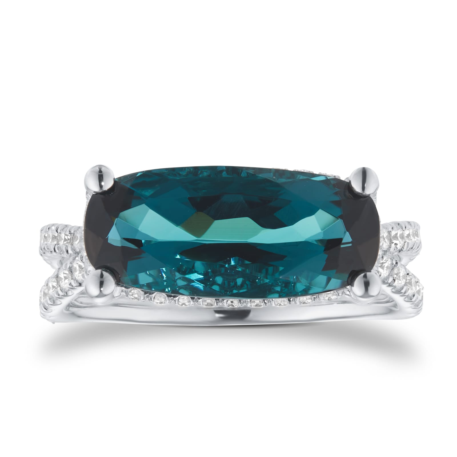 Mappin & Webb 18ct White Gold 0.47cttw Diamond & 3.36cttw Green Tourmaline Ring Mappin & Webb 18ct White Gold 0.47cttw Diamond & 3.36cttw Green Tourmaline Ring