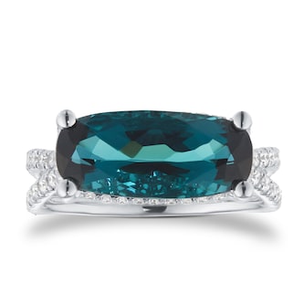 Mappin & Webb 18ct White Gold 0.47cttw Diamond & 3.36cttw Green Tourmaline Ring