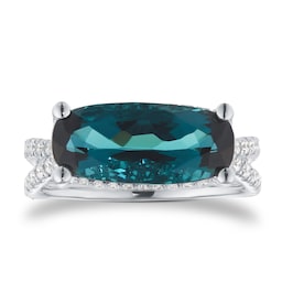 06290023 - 18ct White Gold 0.47cttw Diamond & 3.36cttw Green Tourmaline Ring