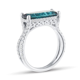 Mappin & Webb 18ct White Gold 0.47cttw Diamond & 3.36cttw Green Tourmaline Ring