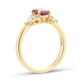 Goldsmiths 18ct Yellow Gold Oval Cut Pink Tourmaline and 0.20cttw Diamond Engagement Ring