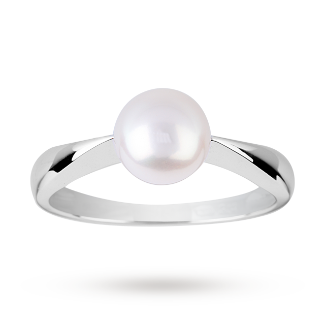 Goldsmiths Fresh Water Pearl Ring in 9 Carat White Gold