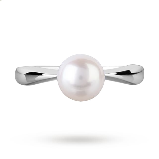 Goldsmiths Fresh Water Pearl Ring in 9 Carat White Gold