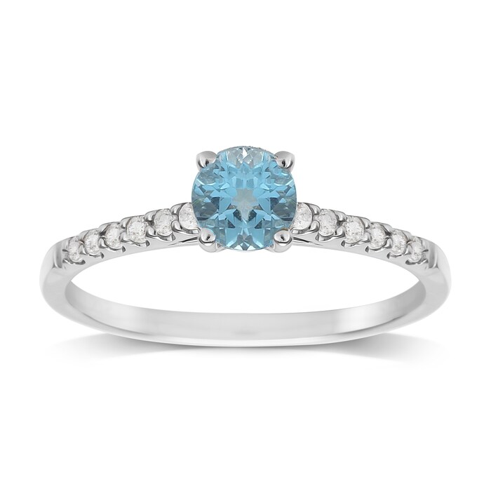 Goldsmiths 9ct White Gold White & Blue Topaz Ring