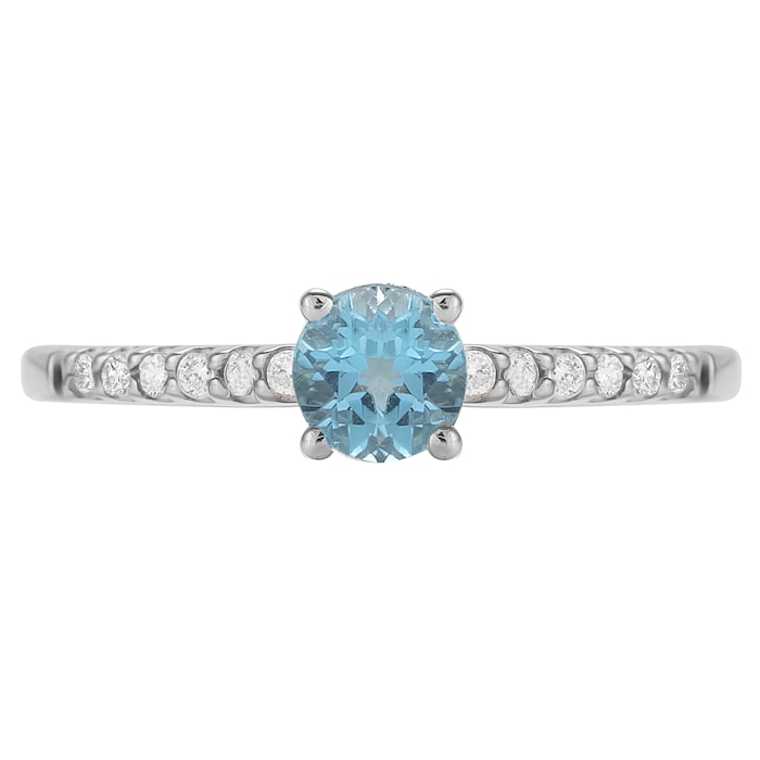 Goldsmiths 9ct White Gold White & Blue Topaz Ring