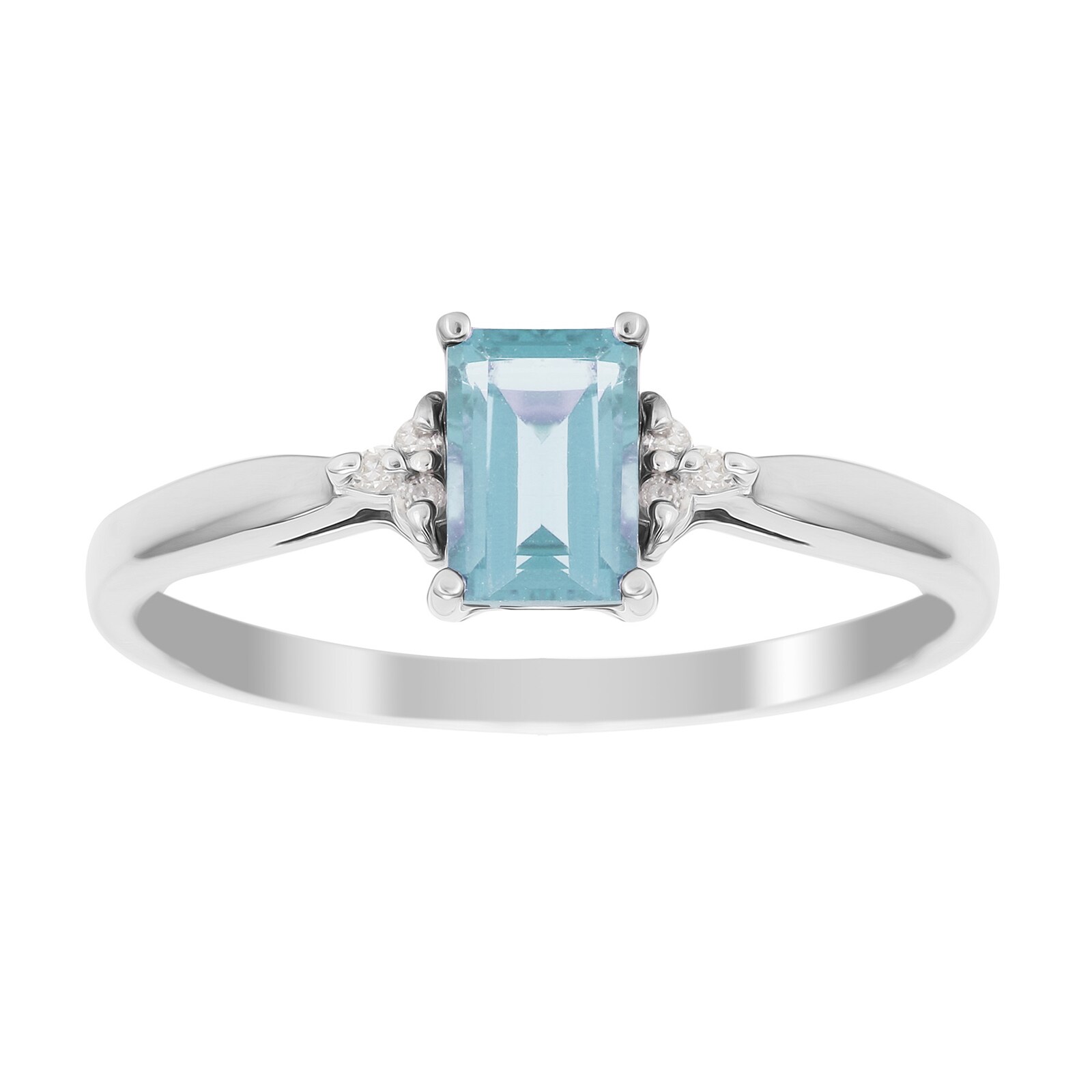 Goldsmiths 9ct White Gold Blue Topaz & Diamond Crown Ring