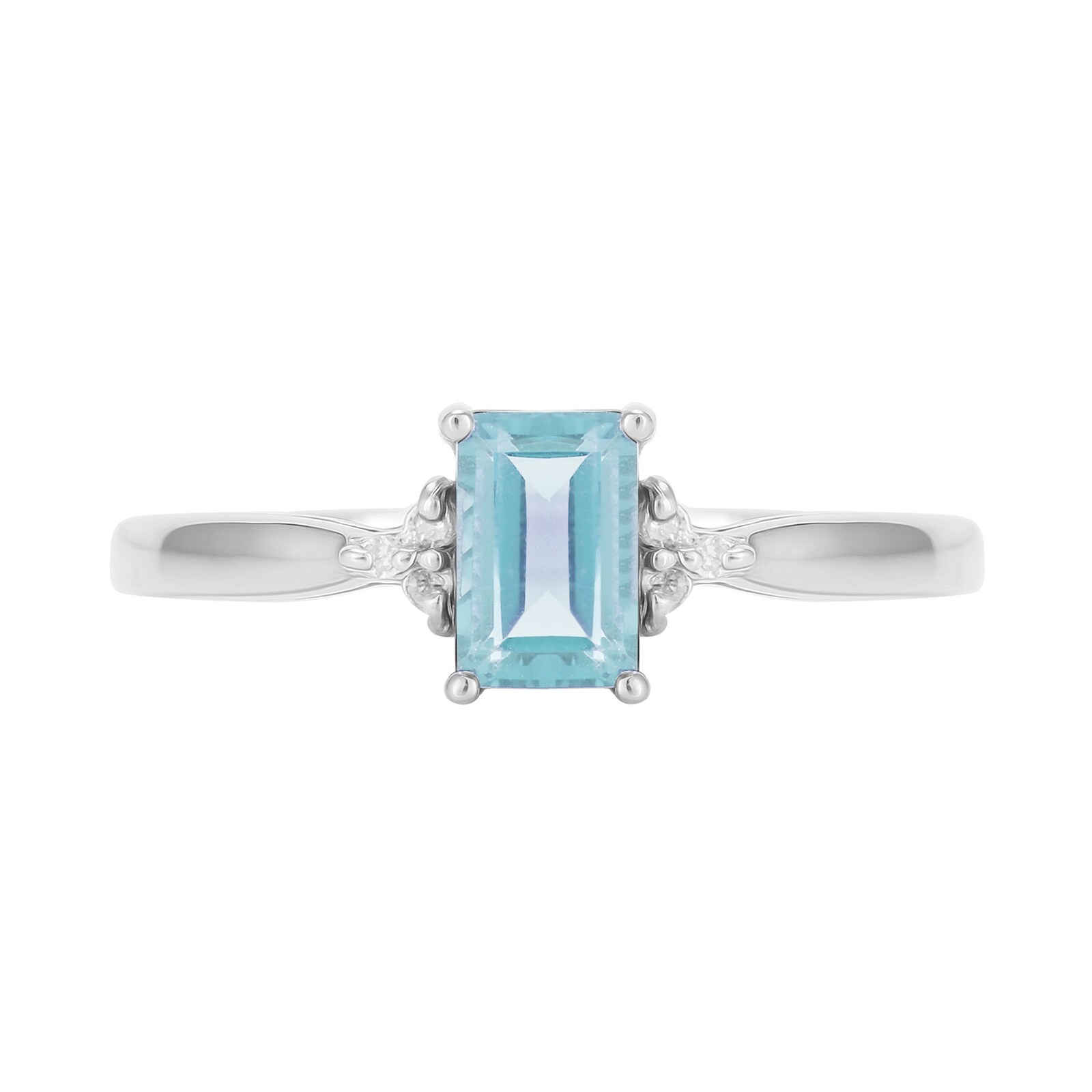 Goldsmiths 9ct White Gold Blue Topaz & Diamond Crown Ring