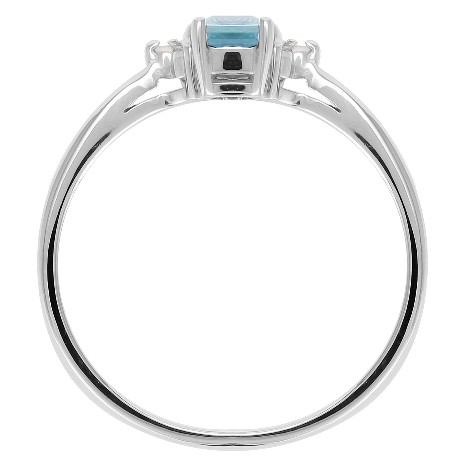Goldsmiths 9ct White Gold Blue Topaz & Diamond Crown Ring