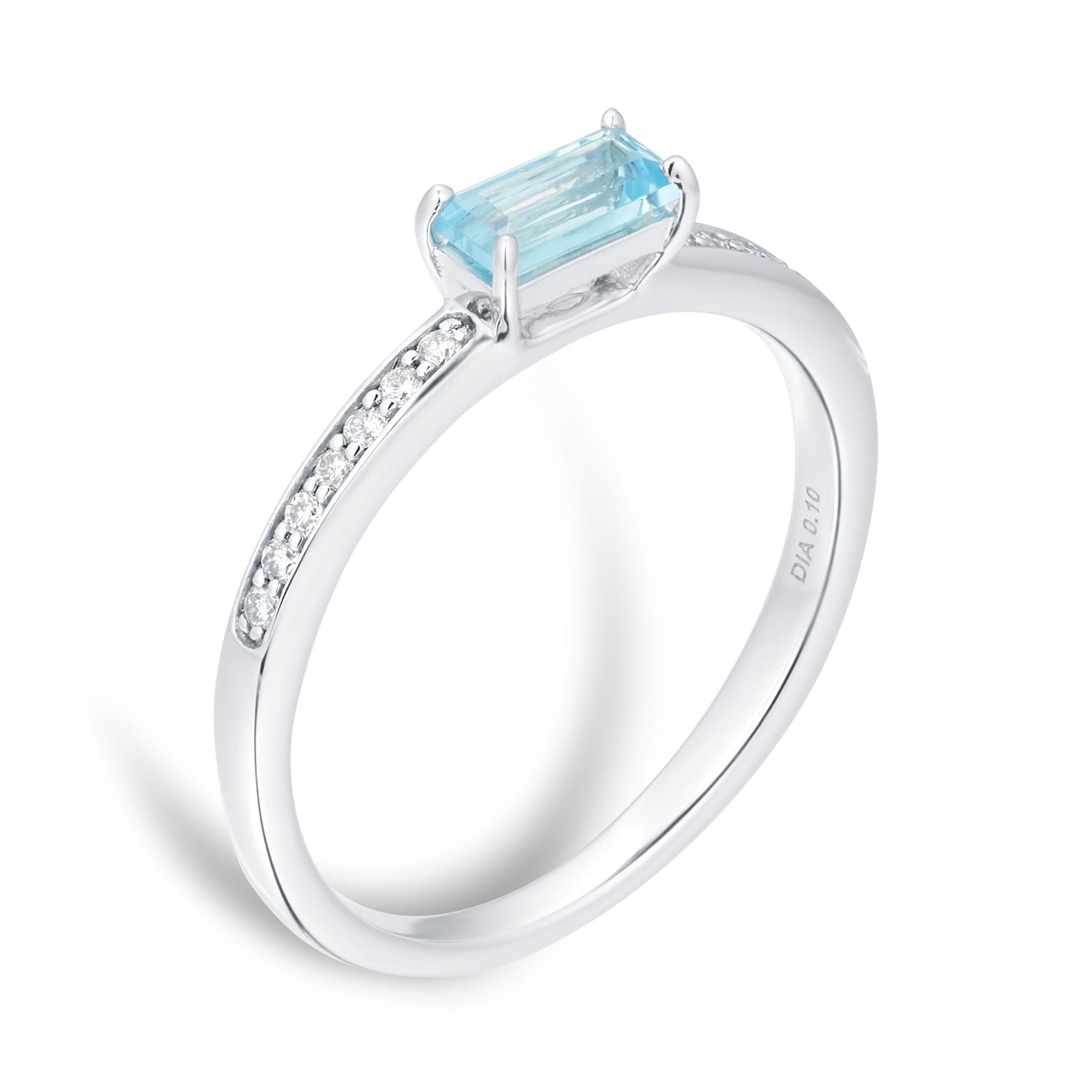 Goldsmiths 9ct White Gold Blue Topaz & Diamond Ring RA3948BT6E9KW ...