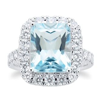 Goldsmiths 18ct White Gold 1.00cttw Diamond & Blue Topaz Ring Goldsmiths 18ct White Gold 1.00cttw Diamond & Blue Topaz Ring
