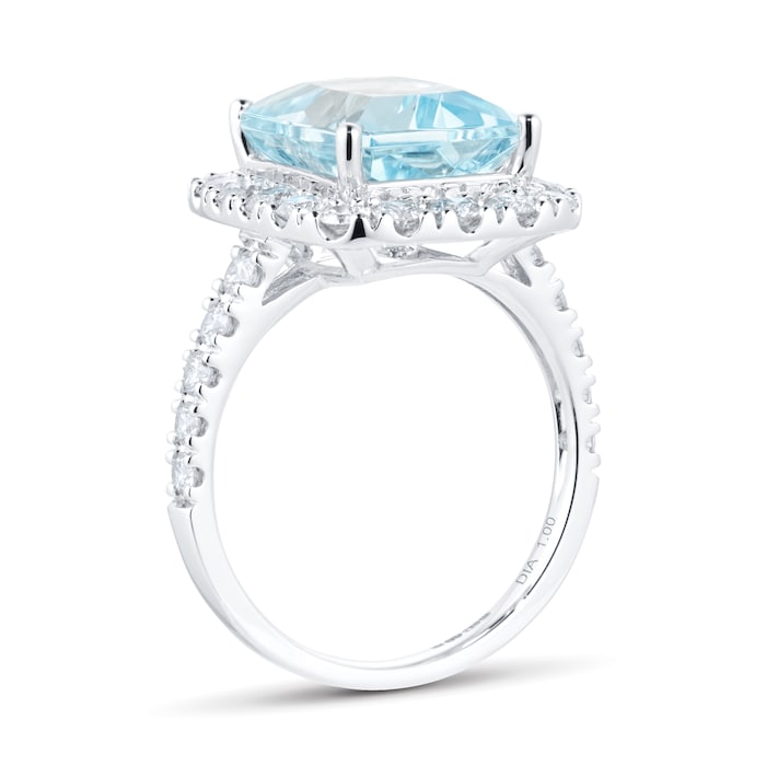 Goldsmiths 18ct White Gold 1.00cttw Diamond & Blue Topaz Ring