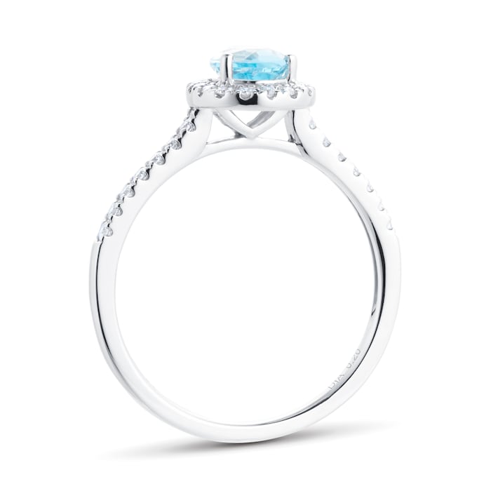 Goldsmiths 18ct White Gold 0.20cttw Diamond Blue Topaz Halo Ring