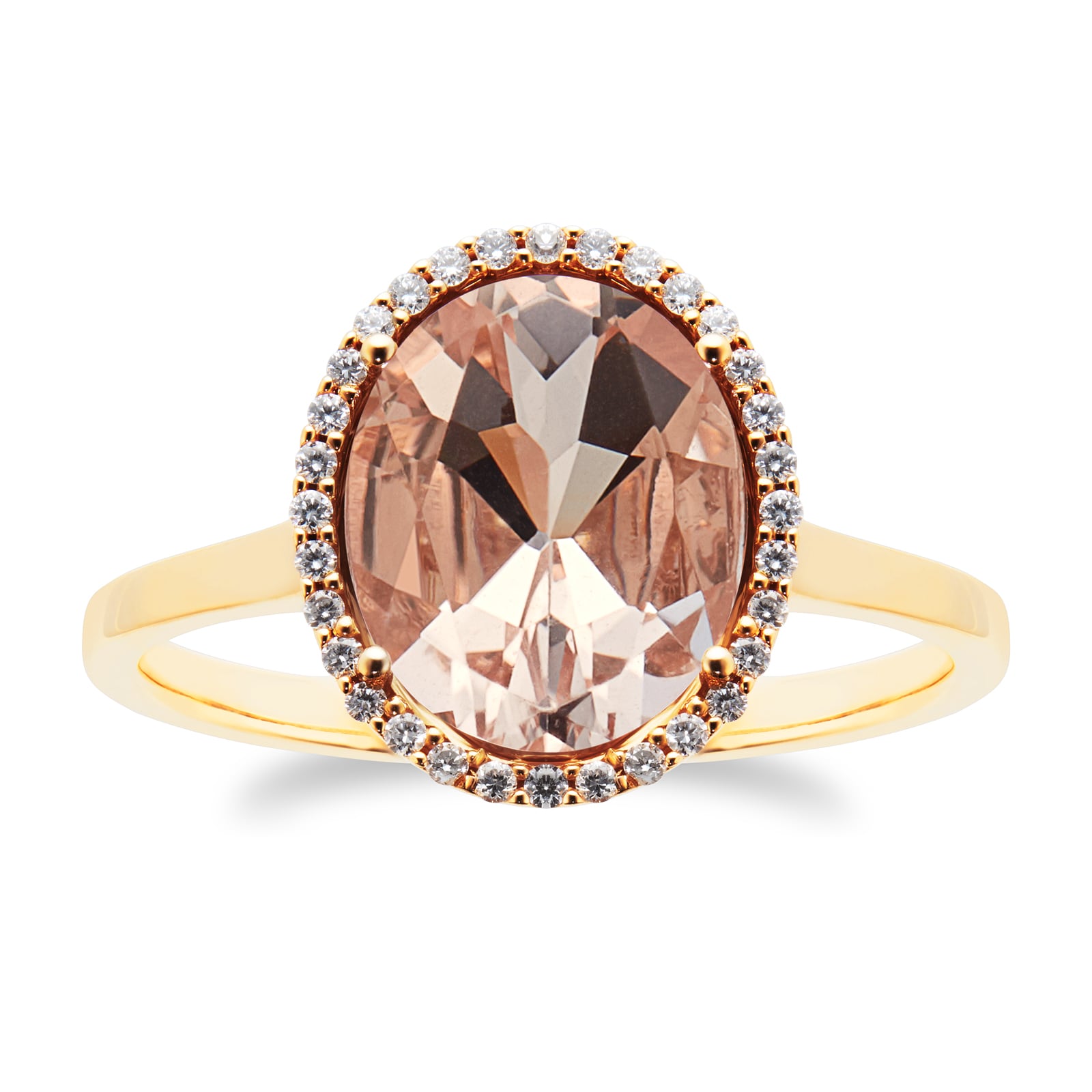 Oval Cut Morganite And Diamond Ring In 18 Carat Rose Gold - Ring Size S