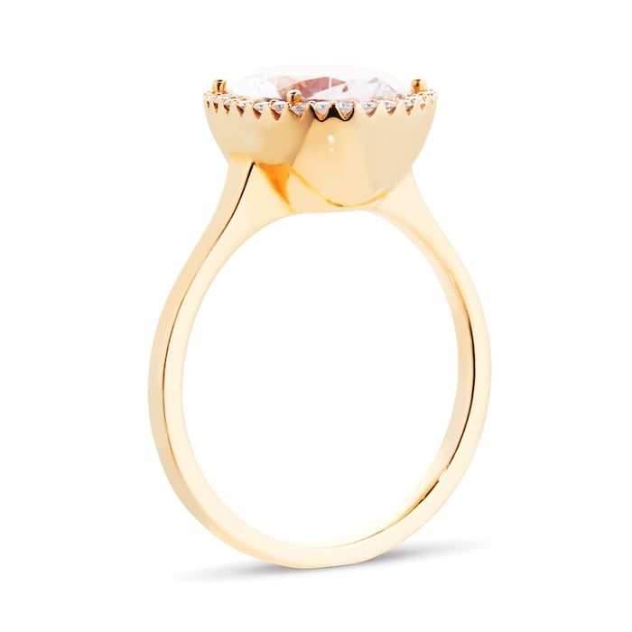 Goldsmiths Oval Cut Morganite And Diamond Ring In 18 Carat Rose Gold