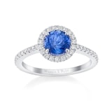 Mappin & Webb Carrington 18ct White Gold 6mm Tanzanite And 0.30cttw Diamond Ring