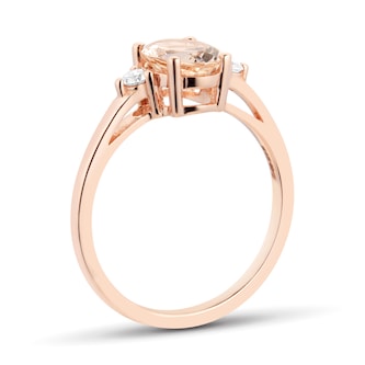 Goldsmiths 9ct Rose Gold Morganite And 0.11 Carat Diamond Oval Ring Goldsmiths 9ct Rose Gold Morganite And 0.11 Carat Diamond Oval Ring