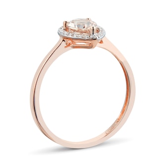 Goldsmiths 9ct Rose Gold Morganite &&nbsp; Diamond 0.072ct Pear Ring
