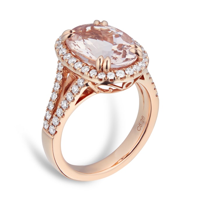 Mappin & Webb 18ct Rose Gold Morganite & Diamond Ring