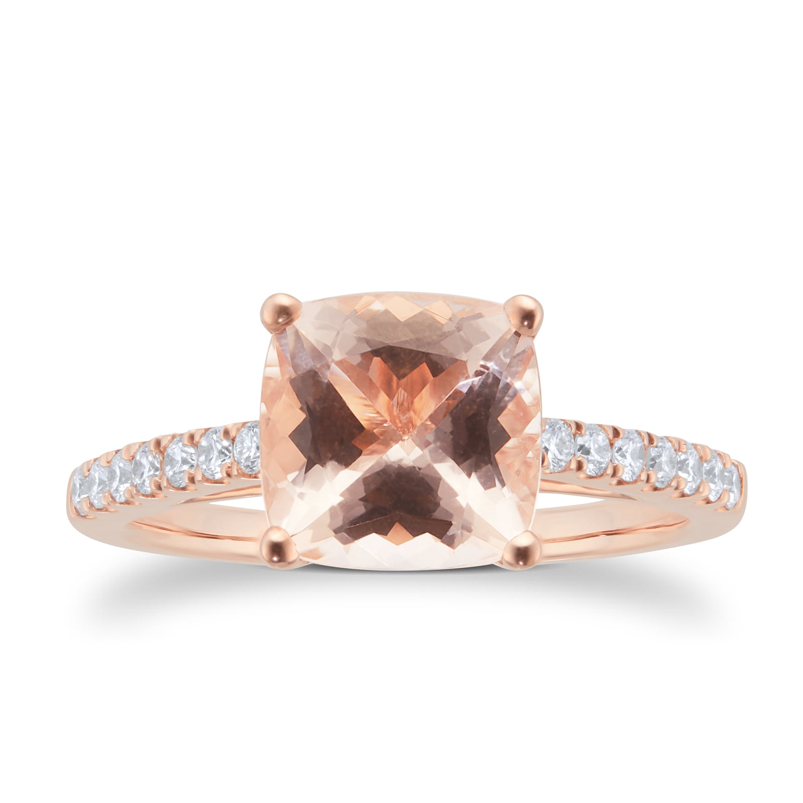 Renee 18ct Rose Gold 2.00ct Morganite & 0.20cttw Diamond Engagement Ring - Ring Size O