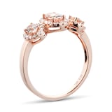 Goldsmiths 18ct Rose Gold Three Stone Morganite & Diamond Ring