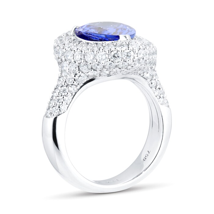 Mappin & Webb 18ct White Gold 3.61ct Pear Cut Tanzanite & 2.88cttw Diamond Ring