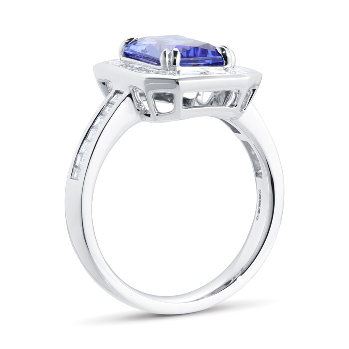 Mappin & Webb 18ct White Gold 2.76ct Emerald Cut Tanzanite & 1.20cttw Diamond Ring