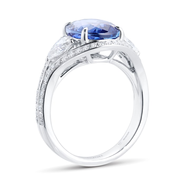 Mappin & Webb Platinum 4.50ct Oval Cut Tanzanite & 1.13cttw Diamond Ring