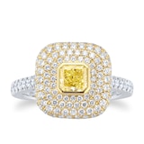 Mappin & Webb Platinum 0.54ct Yellow Diamond & 0.91ct Diamond Ring