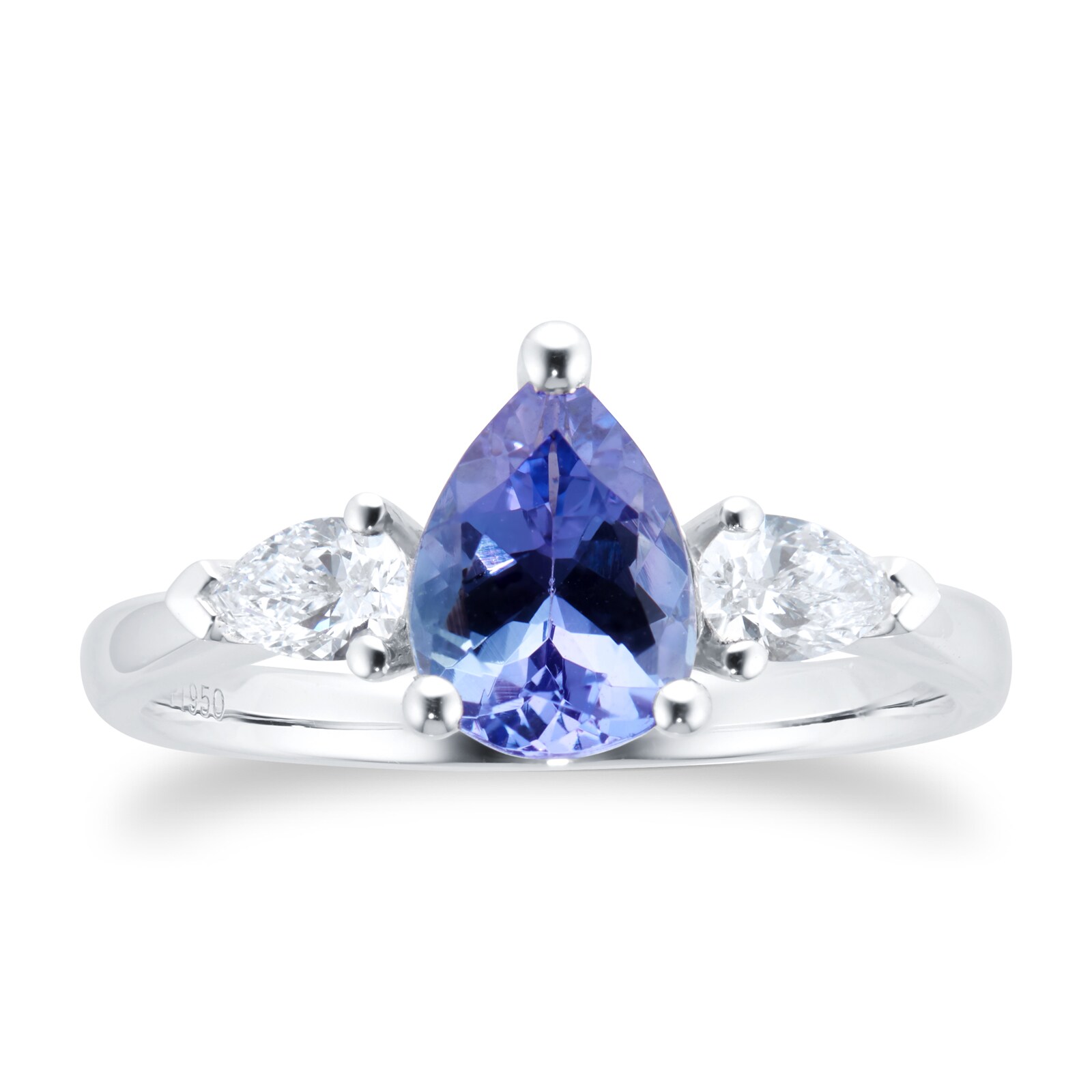 Goldsmiths Platinum 0.32cttw Diamond & Tanzanite Pear Cut Engagement Ring