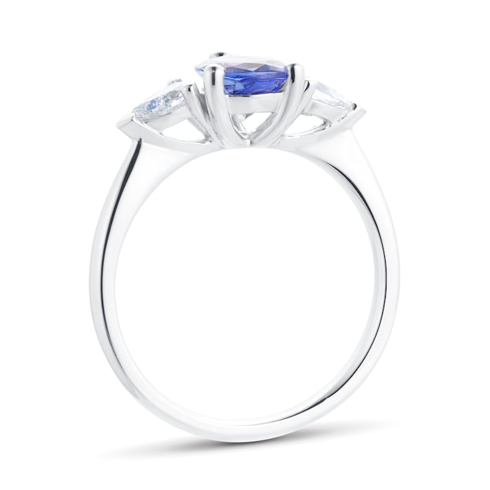 Goldsmiths Platinum 0.32cttw Diamond & Tanzanite Pear Cut Engagement Ring