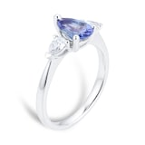 Goldsmiths Platinum 0.32cttw Diamond & Tanzanite Pear Cut Engagement Ring