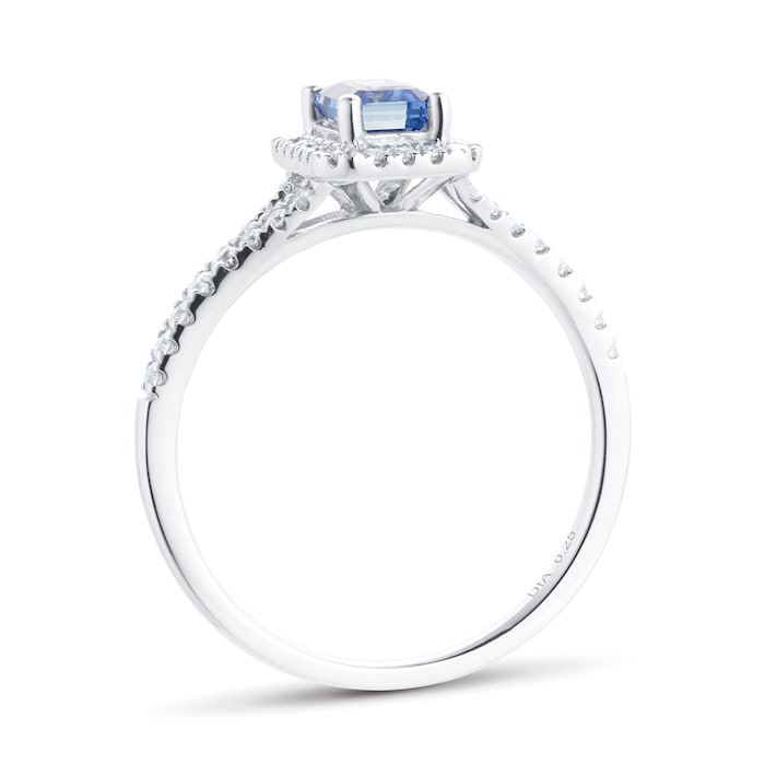 Goldsmiths 18ct White Gold 0.25cttw Diamond & Tanzanite Halo Engagement Ring