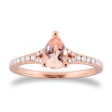 Goldsmiths 18ct Rose Gold Morganite & 0.14ct Diamond Pear Ring