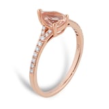 Goldsmiths 18ct Rose Gold Morganite & 0.14ct Diamond Pear Ring