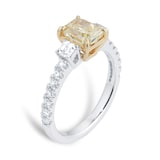 Mappin & Webb Platinum 2.24cttw Radiant Cut Yellow Diamond Three Stone Ring