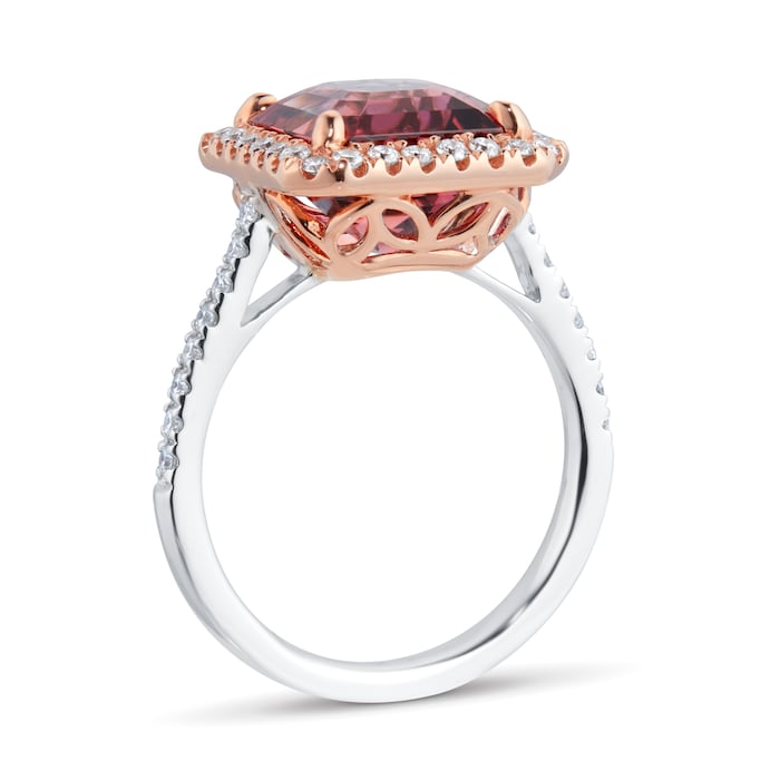 Mappin & Webb 18ct White and Rose Gold Pink Tourmaline Asscher Cut Ring