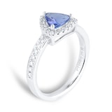 Mappin & Webb Platinum Tanzanite & 0.25cttw Diamond Ring - Ring Size I