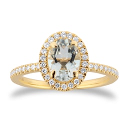 06380248 - 18ct Yellow Gold Green Amethyst 
0.22cttw Diamond Ring
