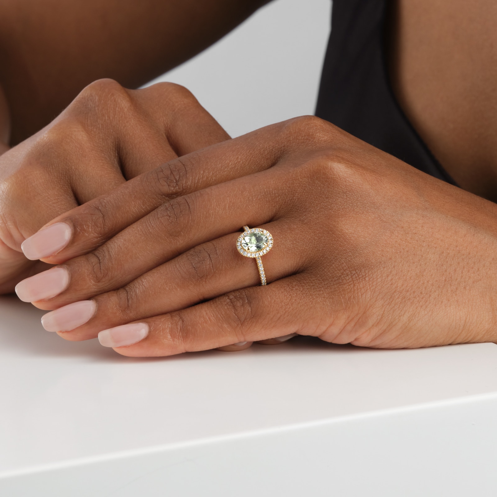 Mappin 
Webb 18ct Yellow Gold Green Amethyst 
0.22cttw Diamond Ring
