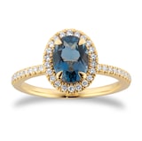 Mappin & Webb Amelia 18ct Yellow Gold London Blue Topaz & 0.22cttw Diamond Ring