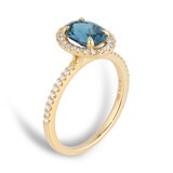 Mappin & Webb Amelia 18ct Yellow Gold London Blue Topaz & 0.22cttw Diamond Ring