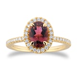 Mappin & Webb 18ct Yellow Gold Pink Tourmaline & 0.22cttw Diamond Ring - Ring Size L