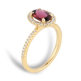 Mappin & Webb 18ct Yellow Gold Pink Tourmaline & 0.22cttw Diamond Ring - Ring Size L