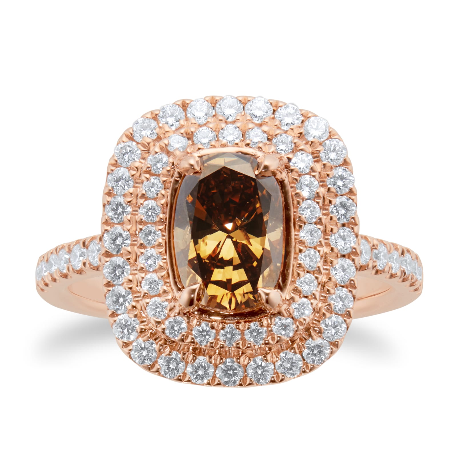 18ct Rose Gold 1.49cttw Brown Diamond Ring - Ring Size N
